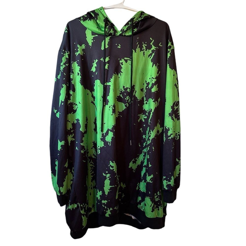 SHEIN CURVE NEON GREEN TYE DYE HOODIE